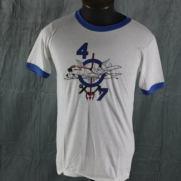 Vintage Graphic T-shirt - 47th Air Squadron RCAF Ringer T - Men's Medium - Picture 3 of 7